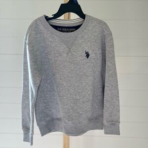 U.S. Polo Assn. Boys Fleece Crew Neck Pullover Sweatshirt Gray XS NWT